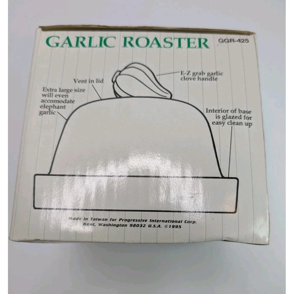 Progressive Terra Cotta Garlic Roaster XL Clay Dome Lid Vented GGR-425 NIB